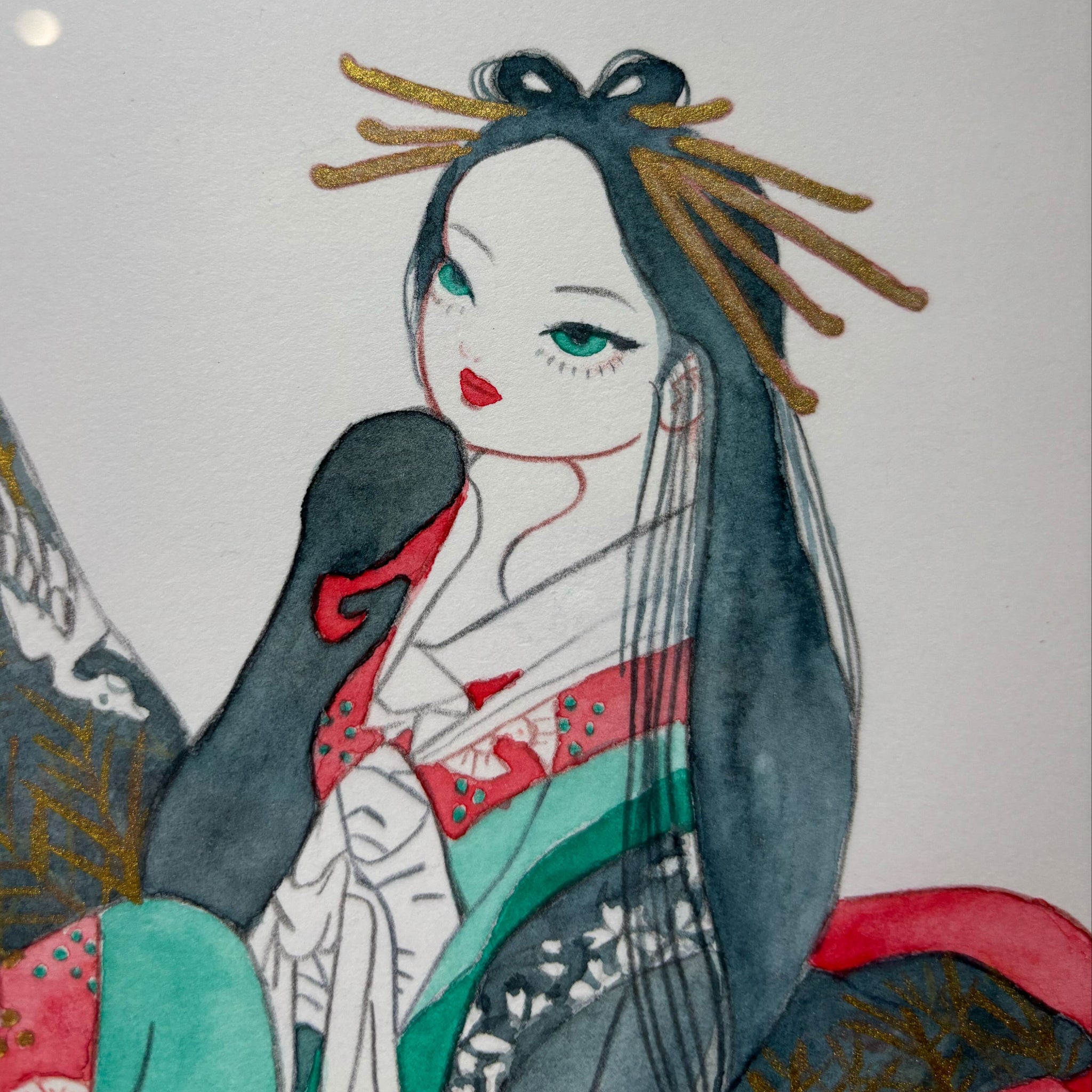 手描き絵画「Ritual」日本画　オリジナル　原画 鳶 tobi #illustration #illust #artwork #vintage #浮世絵